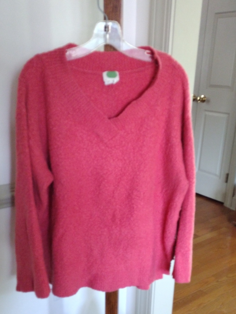 Anthropologie Soft Autumn Red-Orange V-Neck Sweater Alpaca Blend